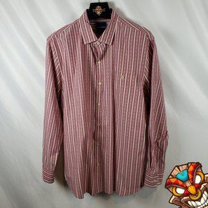 Tommy Bahama Mens Red Stripe Long Sleeve Cotton Button Up Shirt Sz XL EUC